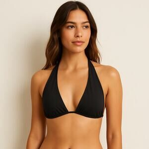 Black Halter Bikini Top Minimalist Y2K Beachwear S